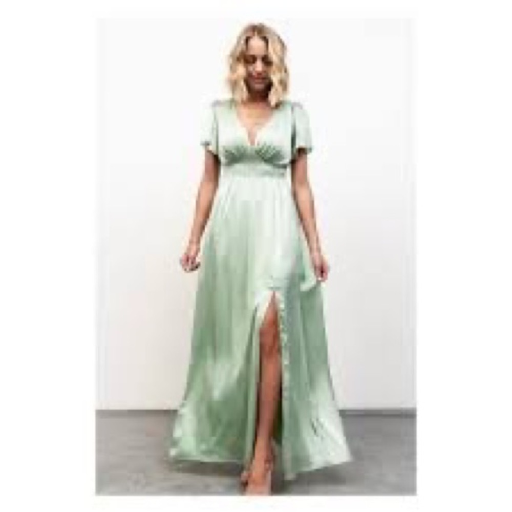 Prague Satin Maxi Dress - Sage
